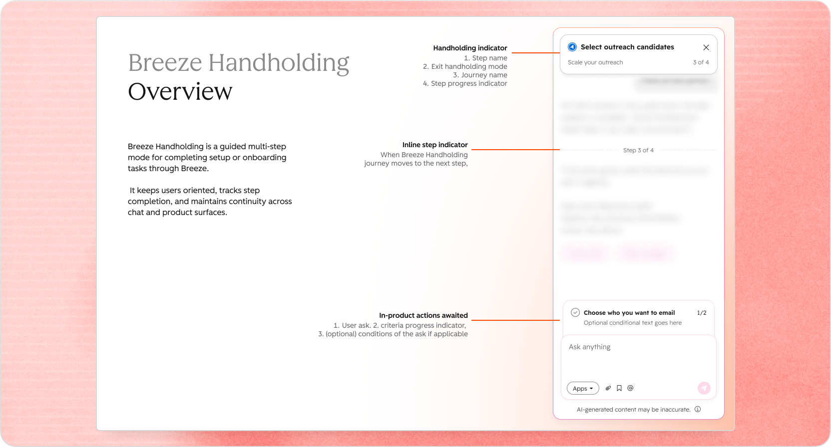 HubSpot Breeze AI assistant: guided action mode with step-by-step onboarding journeys in the product